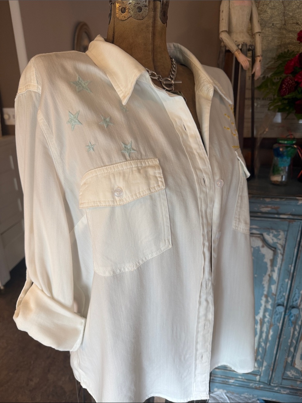 Billy T White Embroidered Button Up Shirt